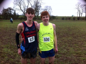 Evan (right) with clubmate Ruairi Casey at the South Munster Schools Cross Country Championships where Evan placed 2nd.